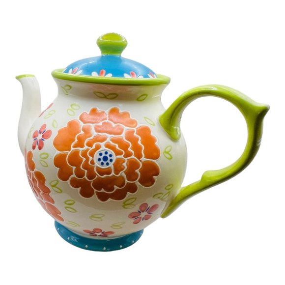 Hand Painted Vintage Teapot, Artistic Accents by Coastline Imports - Picture 4 of 9